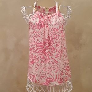 Lilly Pulitzer Get Spotted Silk Chain Link Blouse